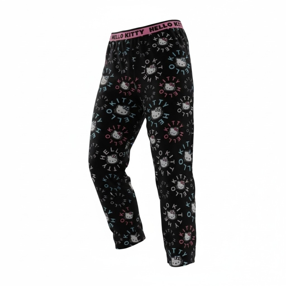 Hello Kitty Black Pajama Bottoms with Colorful Print Has Pockets